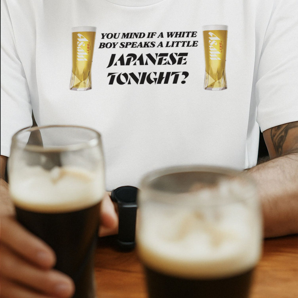 Drinking Asahi Tee