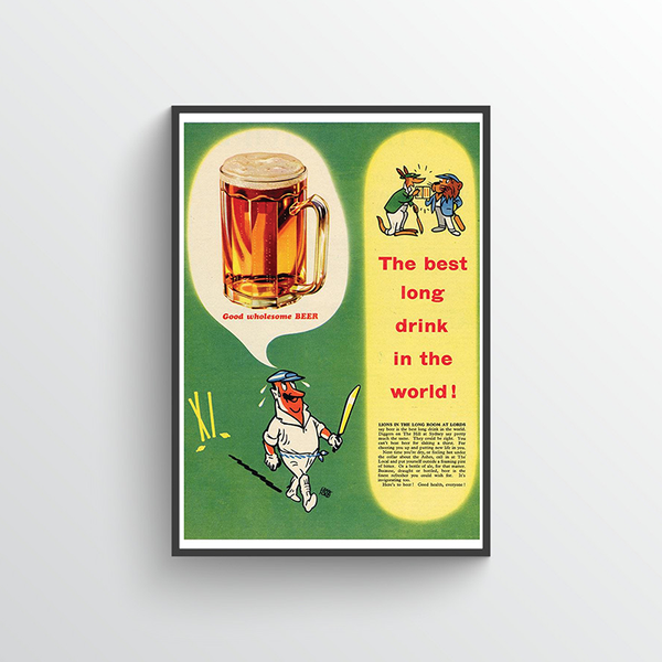 Cricket & Beer Vintage Poster