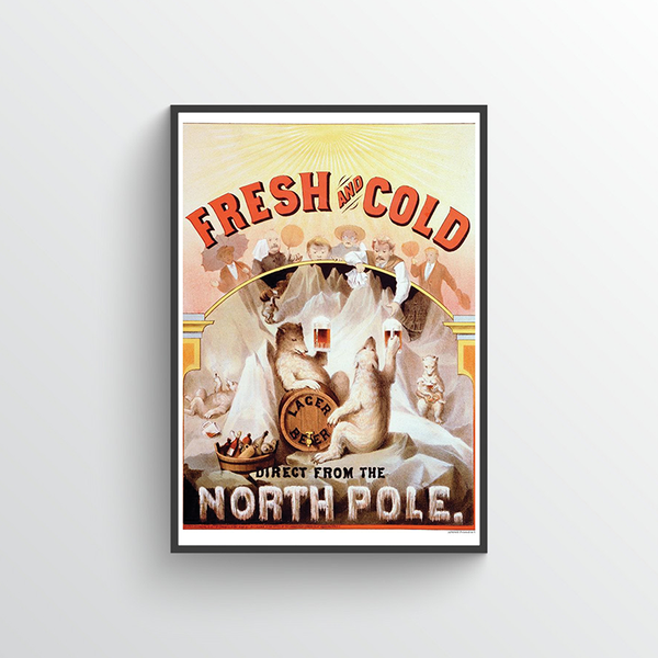 Fresh & Cold Beer Vintage Poster